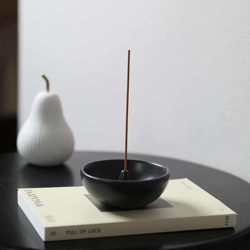 Incense Holder Modern Minimalist Circular Incense Stick Burner for Cones or Sticks for Yoga & Meditation, Enhance Atmosphere,Ceramic Ash Catcher Milky White - Image 5