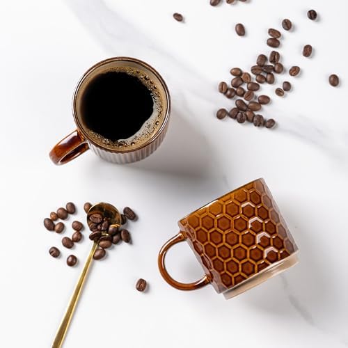GBhome 6 OZ Stackable Coffee Mugs Set of 4, Ceramic Coffee Cups Set - Image 3