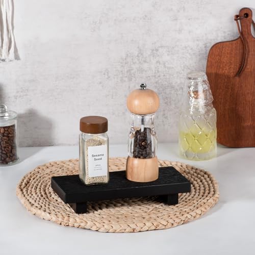 Bathroom Sink Tray Wood Riser Display Kitchen Decor Soap Holder, Black - Image 2