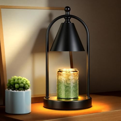 Candle Warmer Lamp with Timer, Electric Black Candle Warming Light for Bedroom, Dimmable Wax Melts Warmer for Home Decor Beside Lamp Gifts for Women (2 Bulbs Included) - Image 2