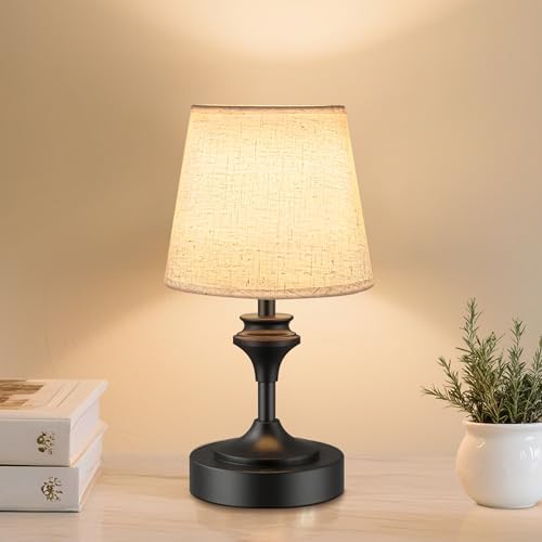 NIORSUN Portables Cordless Table Lamp, 10.2" Battery Operated Lamp, Bedside Table Lamp with Warm White Color,3 Way Dimmable Touch Desk Lamp for Bedroom Living Room Restaurant Black by NIORSUN