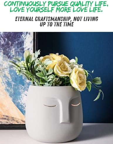Face Planter (Forest Green, Small, with Hole, Without Tray) - Ceramic Plant Pot for Succulents, Flowers, and Small Plants - Nordic Minimalist Vase for Indoor and Outdoor Home Decor - Image 6