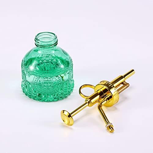 Glass Plant Mister Spray Bottle, 6.5" Green Glass Water Spray Bottle with Gold Top Pump Small Watering Can, Small Plant Sprayer Mister for Indoor Outdoor House, Green+Gold (Green+Gold D) - Image 3