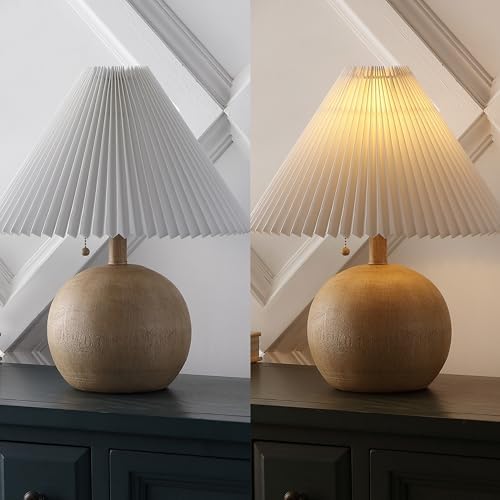 JONATHAN Y Aksel Sphere Table Lamp Coastal 17.25", Beige Wood Finish - Image 5