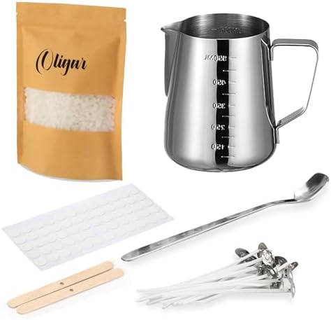 Oligar Complete Candle Making Kit, Candle Making Supplies for Adults,Beginners, Including Bees Wax, Pouring Pot, Candle Wicks, Wick Clips, Rubber Pads, Stirring Spoon, Instructions by Oligar