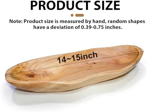 BTEOBFY 15-Inch Wavy Wooden Fruit Bowl - Handcrafted Solid Wood Decorative Basket for Kitchen Countertop - Large Rustic Dough Bowl Centerpiece, Natural Driftwood Decor for Bread & Snacks - Image 2