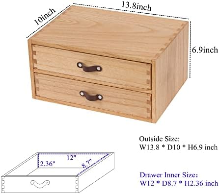 DDYURI Wooden Desk Organizer with 2 Drawers - Desktop Storage Drawers for Office Supplies File Paper Storage - Wood Chest/Small Cabinets for Jewelry Dresser Kitchen Counter (FAX2C-LT） - Image 3