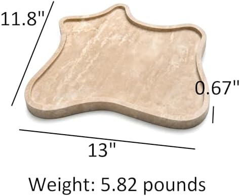 Natural Yellow Travertine Stone Tray Irregular Shape Decorative Organizer for Bathroom Vanity, Kitchen Countertop & Coffee Table | Unique Textured Display for Perfume, Candles, Jewelry（Large） - Image 2