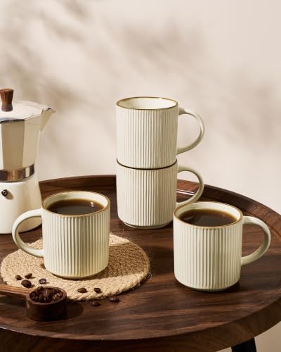 famiware Coffee Mug Set of 8, Star 12 oz Ceramic Mugs Cups Set with Handle - Image 3