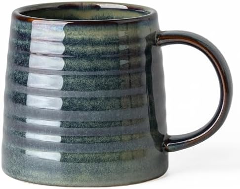 15.5oz Large Heavyweight Ceramic Mug, Reactive (Dark Green) by TaoTaojarvieCeramics
