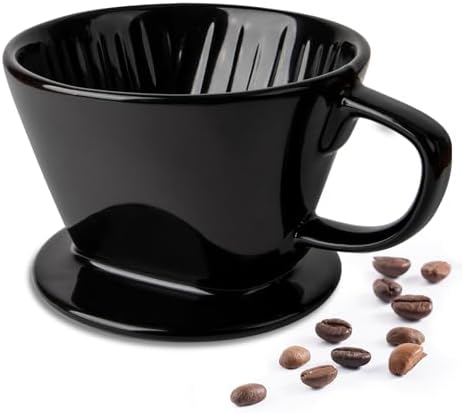 DOWAN Pour Over Coffee Maker, Non-Electric Pour Over Coffee Dripper, Manual Brew Maker, Single Cups Porcelain Slow Brewing Accessories for Gifts, Black by DOWAN