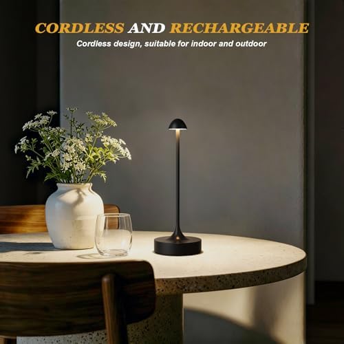 Cordless Rechargeable Table Lamp, Battery Operated Desk Lamp, Black, 2 Pack - Image 2