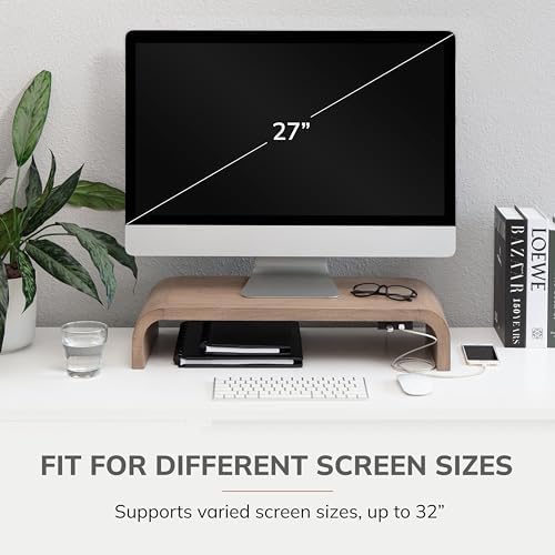 Anji Mountain Monitor Stand for Desk - Desktop Organizer & Laptop Riser, Ergonomic Monitor Riser, Space-Saving, Durable, Easy Assembly & Ideal for Home & Office, Biscotti, Power Edition - Image 5