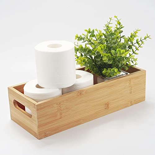 Toilet Tank Paper Basket for Back of Tank Top, Bamboo Bathroom Storage for Organizing (15 x 6 x 4 inch) (Pack of 2) - Image 2
