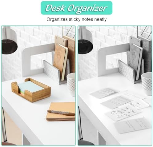 Bivvclaz Acacia Wood Sticky Note Holder, 4 x 6 Inch Notepad Holder Dispenser with Dual Openings, Self Stick Note Pad Holder, Memo Pad Holder Dispenser Organizer for School Office Desk Supplies - Image 5