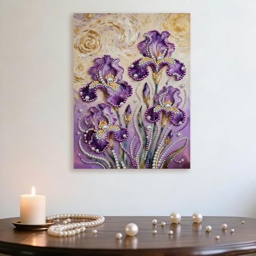 DIY Pearl Painting with Frame, Creative Design, Handmade Stress-Relieving Home Wall Decoration, Includes Frame and Tools-Iris-2 - Image 5
