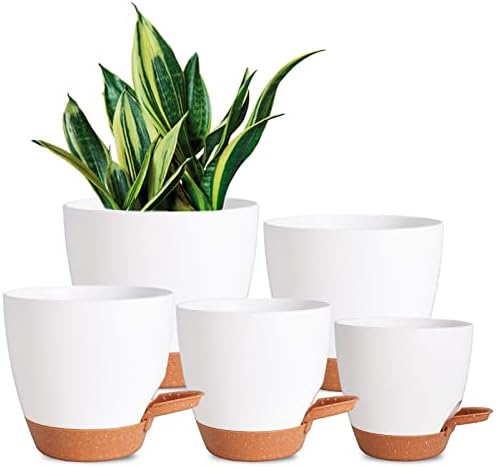 7/6.5/6/5.5/5 Inch Self Watering Pots for Indoor/Outdoor Plants, 5 Pack by Vanslogreen