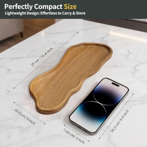 Small Wood Tray – Acacia Serving Platter Vanity Tray Mini Wooden Tray Decor - Image 2