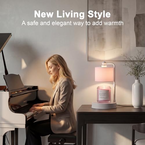 Pink Candle Warmer Lamp with Timer, Modern Farmhouse Dimmable Candle Warmer, Height Adjustable Electric Candle Lamp Warmer with 2 Bulbs, Home Decor for Bedroom-Pink - Image 5