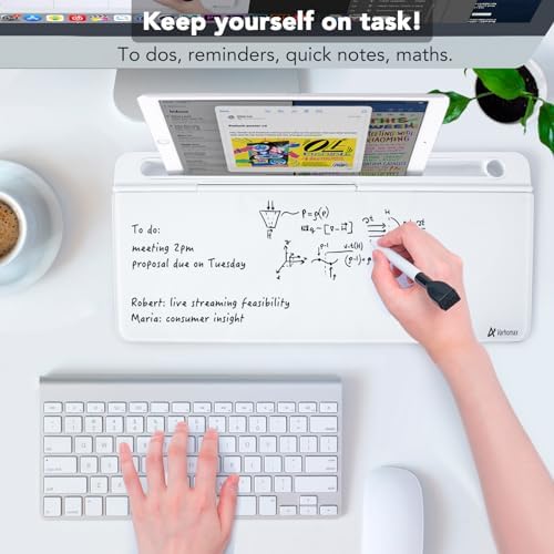 Varhomax Glass Desk Whiteboard with Built-in Mirror, Desktop Organizer - Image 3