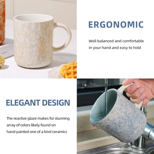 MONITO 17oz Ceramic Coffee Mugs Set of 4, Modern Coffee Cup Set with Handle - Image 5