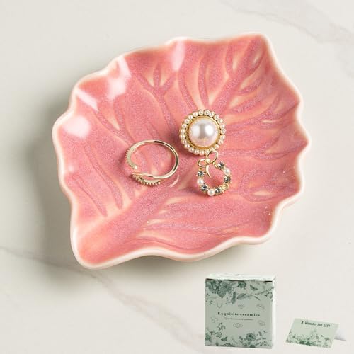 Reactive Glaze Leaf Ring Dish, Trinket Tray with Gift Box by Unknown