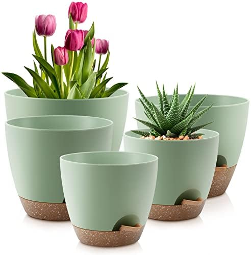 QRRICA 7/7.5/8/9/10 Inch Self Watering Pots for Indoor/Outdoor Plants by QRRICA