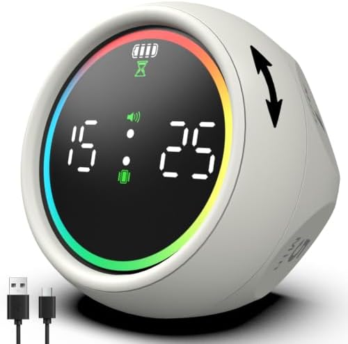 Pomodoro Timer Cube with 1/5/10 Min Preset Countdown, Classroom Timer by v-checker