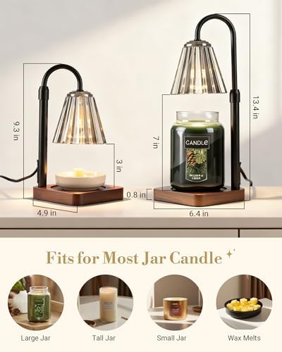 Marycele Black Candle Warmer Lamp with Timer, Vintage Wax Warmer Home Gifts - Image 4