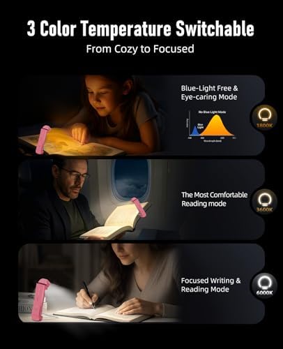 HIONXMGA Book Light,Rechargeable Reading Light for Books in Bed at Night - Image 4