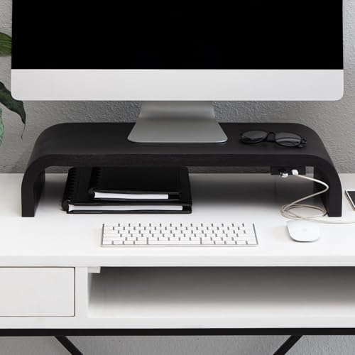Anji Mountain Monitor Stand for Desk - Desktop Organizer & Laptop Riser, Ergonomic Monitor Riser, Space-Saving, Durable, Easy Assembly & Ideal for Home & Office, Black, Power Edition by AnjiMountain