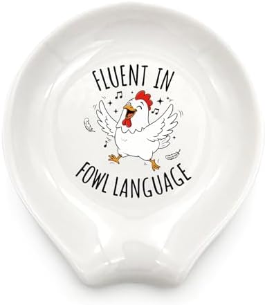 Funny Rooster Coffee Spoon Rest, Ceramic Coffee Spoon Holder for Coffee Lovers Friends Birthday Christmas Housewarming Gift, Cute Small Spoon Rest Kitchen Counter Coffee Bar Station Accessories Decor by LRUIOMVE