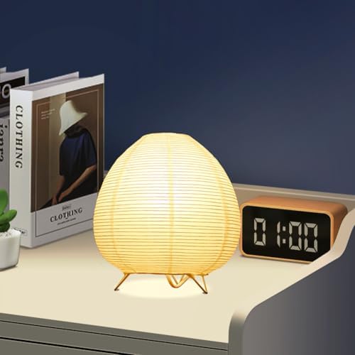 Small Table Lamp, Cute Paper Lamp, Ambient Lighting Lamp, Cozy Bedside Lamp, Minimalist Warm Glow Light for Bedroom Living Room Kids Room Dorm (White, 8inch) - Image 2