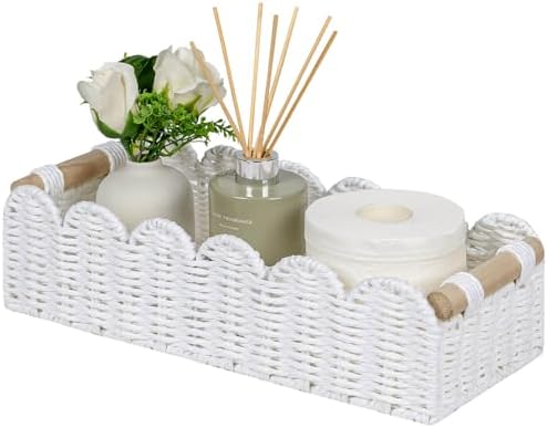 CubesLand Scalloped Toilet Paper Storage Basket W/Handle for Home Decor by CubesLand