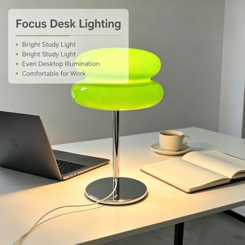 Bedroom Mushroom lamp, Medieval Modern Bedside Table lamp for Night Stands, Vintage dimmable Small Lamps, Cute Cool Desk Lamps Home Room Aesthetic Decor for Living Room(Green) - Image 4