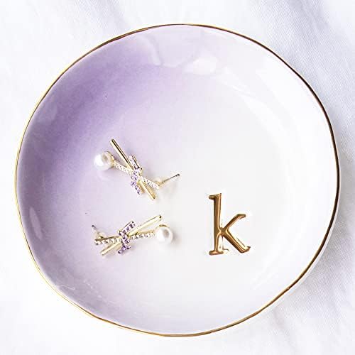 COLLECTIVE HOME - Ceramic Jewelry Tray, Decorative Trinket Dish for Rings Earrings Necklaces Bracelet Watch Keys, Birthday Mother's Day Christmas Gift for Women, 4.75", Colored Surface (K) by COLLECTIVEHOME