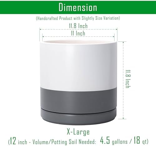 D'vine Dev 12 Inch Ceramic Planter Pot, White/Grey, 94-O-F-6 - Image 3