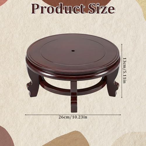 10 Inch Wooden Plant Stand Indoor Chinese Vase Fishbowl Display Stands Round Asian Style Wood Tall Planter Display for Home Indoor Plants Outdoor Decoration - Image 2