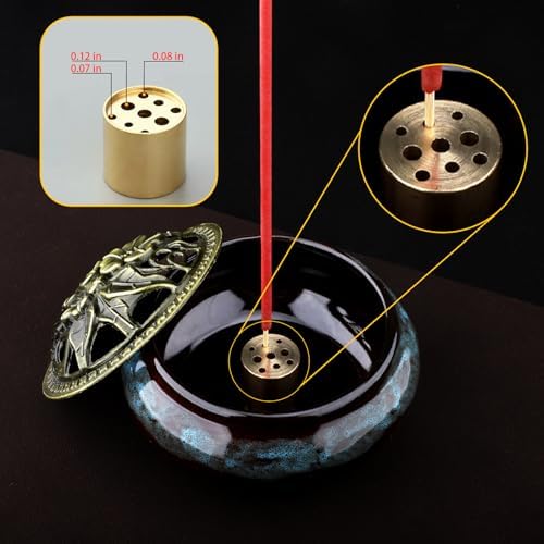 Ceramic Incense Burner Holder Set – 9 Hole Incense Stick Holder with Coil Incense Holder & Burner Tray – Multi-Function Censer for Cones, Coil Incense, and Stick Incense (Fambe Blue) - Image 3