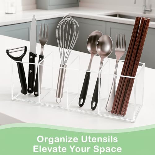 elysolpluv Clear Acrylic 4-Compartment Organizer Box, Large (8.7" × 3.0" × 3.7") – Handcrafted, Eco-Friendly, Minimal Packaging Home Storage Organizer - Image 3