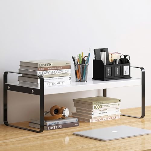 YGYQZ Desk Shelf Organizer for Top of Desk, 1-Tier Desktop Bookshelf, Black & White by YGYQZ