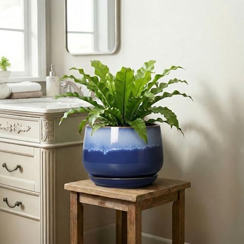 Ceramic Pots for Plants, 9 Inch Indoor Planter, Deep Blue - Image 6