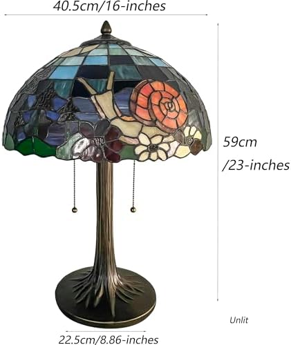 Bieye L13007 Land Snail Tiffany Style Stained Glass Table Lamp, 16Wx23H - Image 3