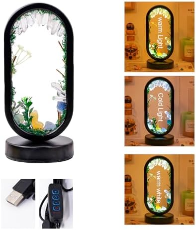Runyangshi Natural Crystal Night Light LED Bedroom Living Room Night Lamp Oval Quartz Lamp USB Power Bionic Botanical Forest Style Tri-Color Adjustable Ambient Lighting Home Decoration Christmas Gift - Image 2