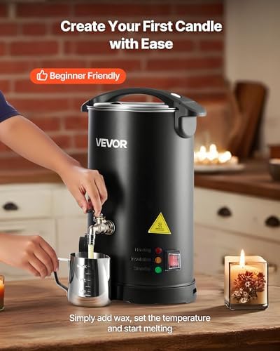 VEVOR 10Lbs Wax Melter for Candle Making, Fast and Even Heating, with Easy Pour Spout and Temperature Control, Hourglass Base for Non-Stick Smooth Flow, Wax Melting Pot for Making Candles Soaps - Image 2