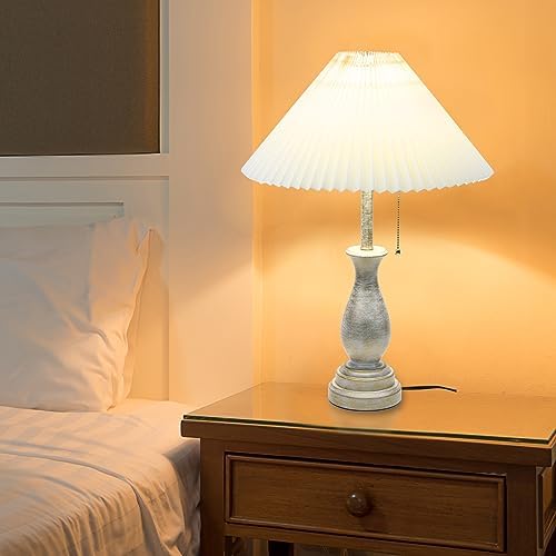 LALISU Farmhouse Table Lamp with Pull Chain Switch 3-Way Table Lamp Rustic - Image 2