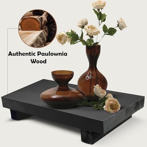 Rustic Pedestal Stand - Handmade Small Wood Tray - Soap Tray for Kitchen Sink, Bathroom (Black, 9 x 6 X 1.5 Inch) - Image 3
