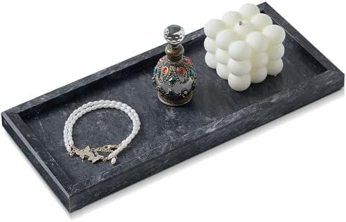 Natural Marble Vanity Tray, Stone Organizer for Bathroom & Kitchen by SumlusMarbleTheory