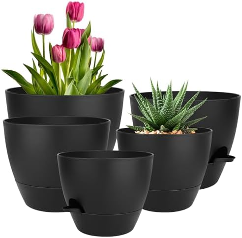 QRRICA 7/7.5/8/9/10 Inch Self Watering Pots for Indoor/Outdoor Plants by QRRICA