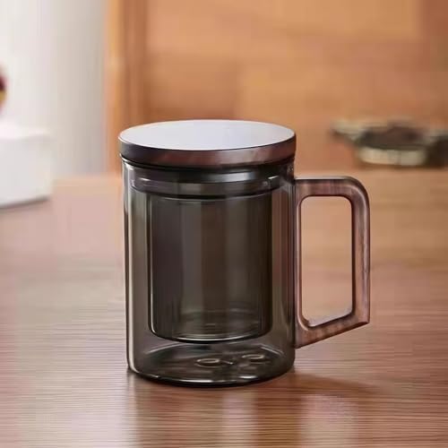 Tea Infuser Mug 400ML/15.5oz，Borosilicate Glass Infusion Mug Dishwasher Safe preferred for birthday gifts (dark green) - Image 3
